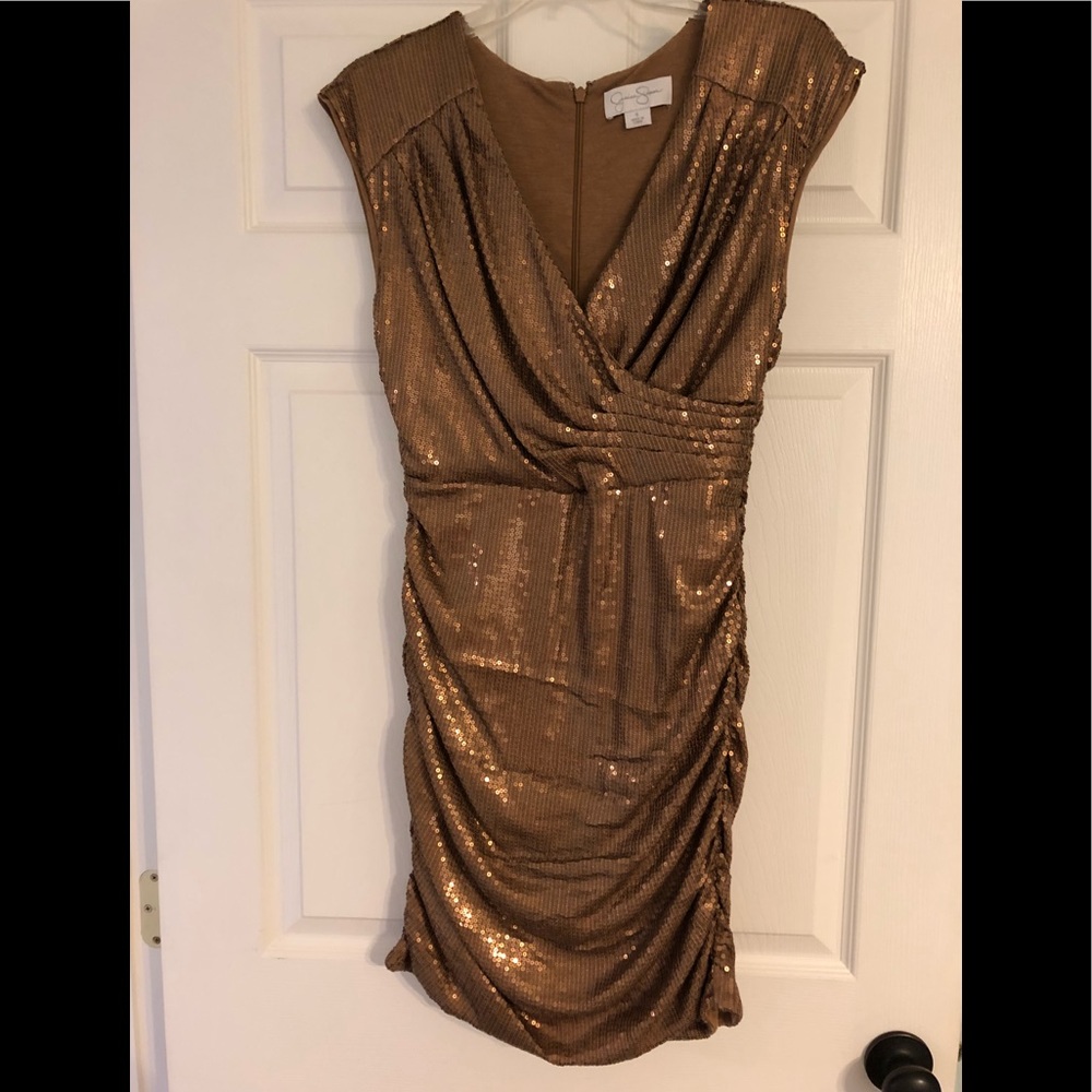 Jessica Simpson gold sequin dress